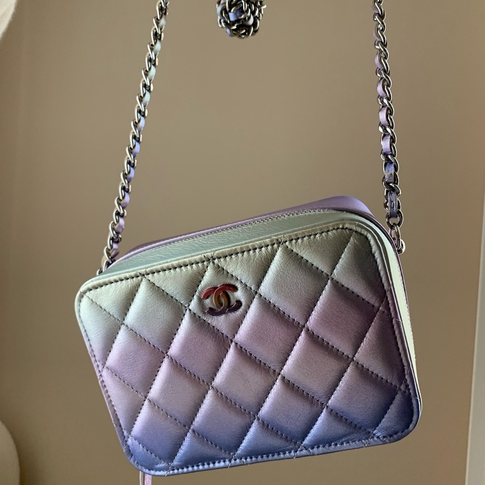 Authentic Chanel mini vanity iridescent purple bag